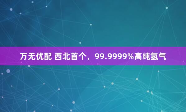 万无优配 西北首个，99.9999%高纯氢气